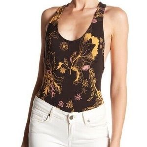 Free People Something Pretty Floral Bodysuit SZ L